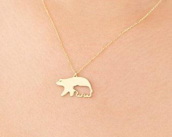 Mama Bear Pendant | 14K Gold Plated Sterling Silver Necklace