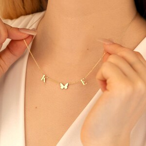 Personalized Initial Necklace: Sterling Silver Butterfly, Custom Letter Jewelry