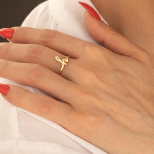 Dainty Initial Ring: Custom Handwriting Letter Ring