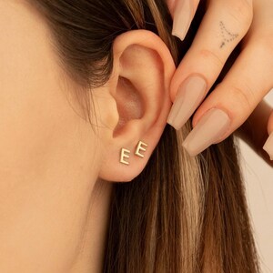 Sterling Silver Initial Stud Earrings: Personalized Letter, Gift for Mom