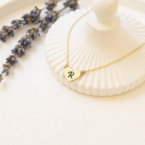 Custom Heart Initial Necklace: Sterling Silver or Gold