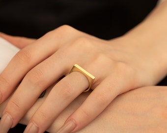 Sterling Silber Flachstahl Ring | Moderner minimalistischer Stil