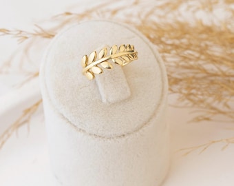 14K Gold Olive Leaf Ring | 925 Sterling Silver Dainty Ring