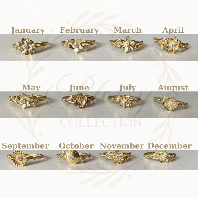 flower ring mother ring gold filled ring dainty ring birth flower ring minimalist ring birth flower birth flower jewelry birthstone ring solitaire ring trendy rings birthflower rings meaningful ring