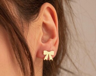 Gold Bow Stud Earrings | Trendy Teens Jewelry