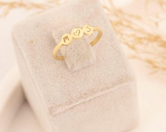 Dainty Custom Initial Ring | Stackable Silver Word Ring