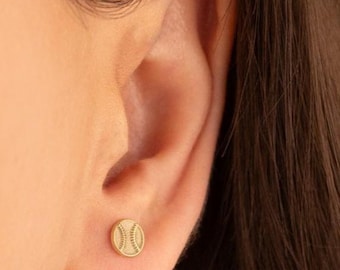 14K Gold Plated Baseball Earrings: Sports Mom Gift