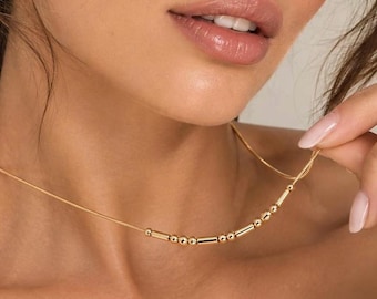 Custom Morse Code Name Necklace, 925 Sterling Silver, Hidden Message Jewelry