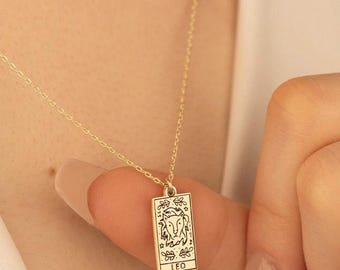 925 Sterling Silver Zodiac Card Necklace: Personalized Astrology Gift