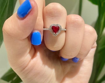 Anello a forma di cuore / anello Pandora a cuore / anello a nocche / anello impilabile / anello di diamanti a forma di cuore / regalo per la festa della mamma