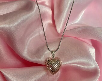 Zilveren hart hanger ketting | Hart medaillon HALSKETTING | Moederdagcadeau | Hartvormig Chromen Hart medaillon | Hartvormige hanger