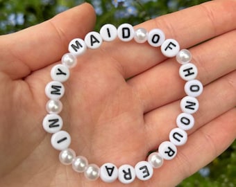 In My Maid of Honour Era Handmade Bracelet | Hen Party Gift | Bridesmaid Proposal & Bridesmaid Box | Wedding Favour | Team Bride | Personal