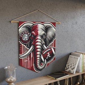 Pennant Wall Decor, BAMA Roll Tide, Alabama Crimson Tide College Football, Dorm Decor, Graduation Gift, Wall Banner, Man Cave Decoration
