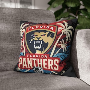 Florida Panthers Hockey Pillowcase, Hockey Fan Home Decor, NHL Pillow Cover, Unique Sports Gift, Room Decor, NHL Playoffs