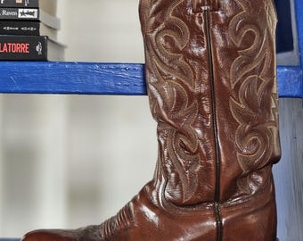 Vintage Y2K Mens Keyhole Cutout Cowboy Boots // Brown  display picture 3