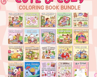 Mega Paquete de Libros para Colorear +1000 Páginas - 20 Libros para Colorear Digitales, Atrevidos y Fáciles, Coco Wyo, Estilo Adorable y Acogedor, Descarga Instantánea en PDF