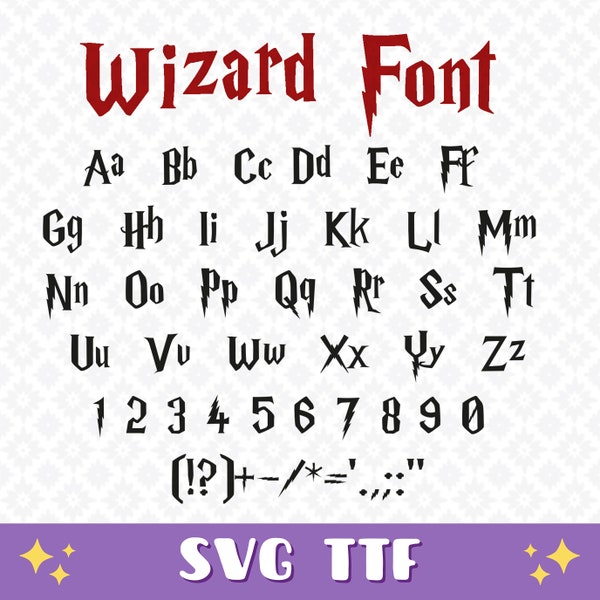 Potter Font SVG TTF, Wizard Font SVG, Magic Font, Potter Alphabet Svg, Potter Letters Svg Digital Instant Download