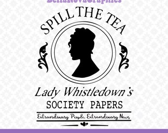 Bridgerton Show/Book Series SVG PNG DXF | Lady Whistledown Society Papers | Whistledown Logo Cameo | Clipart for Cricut/Silhouette, Download