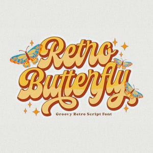 Retro Font - Groovy Font, Modern Font, Hippie Font, 70s Font, Cricut Fonts, Procreate Fonts, Fonts for Cricut, swirls, glyphs,