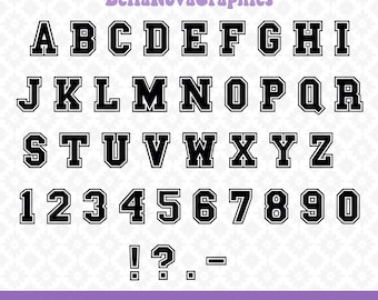 COLLEGE VARSITY FONT Svg, Varsity Alphabet, College Varsity Letters and numbers svg for cricut, Silhouette, Instant download