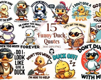 Funny Duck Quotes Clipart Bundle - Sublimation Designs, Duck clipart, Funny Clipart, Cute Duck, Duck Off