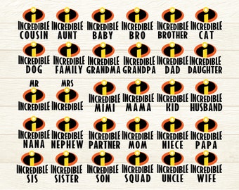 Incredible Family Bundle Layered SVG, PNG - Halloween Costume DIY - Incredibles Design Instant Download -  Incredibles Logo
