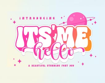 Retro and Swirly Font Duo, Retro Font, Groovy Alphabet, Bubble Letters, Swirly font, Font Buundle, Cricut font, Silhouette, Canva