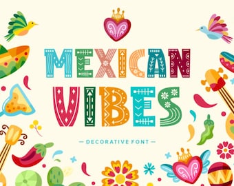 MEXICAN VIBES FONT, Mexican Alphabet, Mexican Letters and numbers svg for cricut, Silhouette, Mexican signs - Instant download