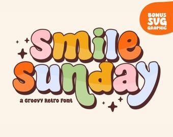 Groovy Font, Retro Font, Vintage Font, Groovy Alphabet, Bubble Letters,, Groovy ClipArt, Font Svg, Hippie Font, Cricut font, Silhouette