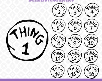 Thing 1, Thing 2, Thing 3, Thing Bundle SVG, Thing Clipart, Thing Cut File, Thing Cricut, Thing Silhouette, Layered Svg Png Eps Dxf 50 FILES