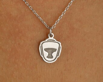 Gold Plated Sterling Silver Helmet Necklace Unisex Boxing Pendant