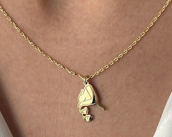 Zwangere vrouw ketting · 14K verguld · 925K sterling zilver · Moeder en baby ketting · Moederliefde · Unisex sieraden