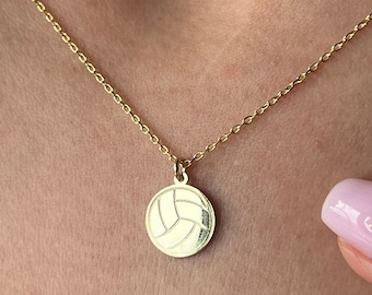 Volleyball Necklace · 14K Gold Plated · 925K Sterling Silver · Volleyball Pendant · Sport Necklace · Ball Necklace · Unisex Jewelry