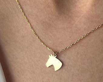 14K Gold Plated Horse Necklace Sterling Silver Stallion Pendant