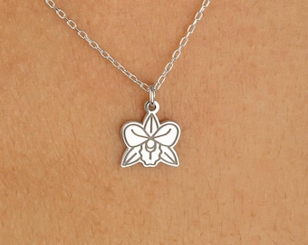 14K Gold Plated Sterling Silver Orchid Necklace Floral Pendant
