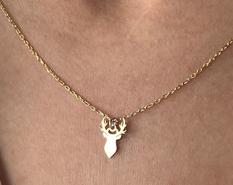 Gold Plated Deer Necklace Sterling Silver Doe Pendant