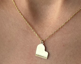 Piano Necklace · 14K Gold Plated · 925K Sterling Silver · Joanna Pendant · Music Necklace · Musical Keyboard Necklace · Unisex Jewelry