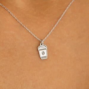 Coffee Necklace · 14K Gold Plated · 925K Sterling Silver · Mocha Pendant · Brew Necklace · Java Necklace · Unisex Jewelry