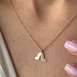 Caterpillar Necklace · 14K Gold Plated · 925K Sterling Silver · Worm Pendant · Larva Necklace · Animal Necklace · Unisex Jewelry