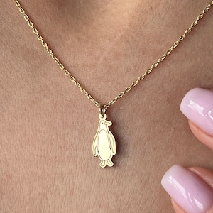 Collana pinguino · Placcato oro 14K · Argento sterling 925K · Ciondolo animale antartico · Collana Adelie · Collana animale · Gioielli unisex