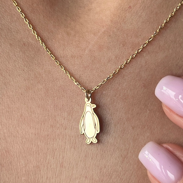 Pinguïnketting · 14K verguld · 925K sterling zilver · Antarctische dierenhanger · Adelie ketting · Dierenketting · Unisex sieraden