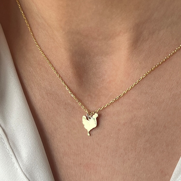 Chicken Necklace · 14K Gold Plated · 925K Sterling Silver · Chook Necklace · Chuck Necklace · Animal Necklace · Unisex Jewelry