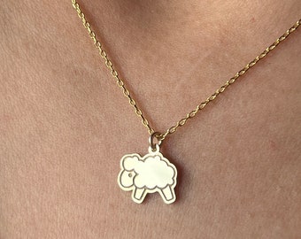 Sheep Necklace · 14K Gold Plated · 925K Sterling Silver · Lamb Pendant · Farm Animal Necklace · Animal Necklace · Unisex Jewelry