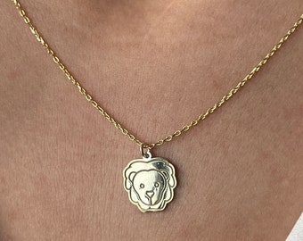 14K Gold Plated Lion Necklace Sterling Silver Leo Pendant