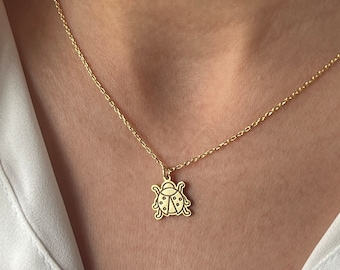 Marienkäfer Halskette 14K Vergoldeter Sterling Silber Marienkäfer Schmuck