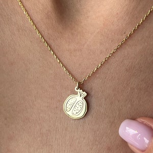 Gold Pomegranate Necklace: Sterling Silver Fruit Pendant