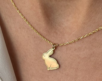 Rabbit Necklace · 14K Gold Plated · 925K Sterling Silver · Bunny Necklace · Animal Necklace · Bunny Jewelry · Unisex Jewelry