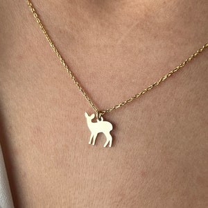 Deer Necklace · 14K Gold Plated · 925K Sterling Silver · Doe Pendant · Bambi Necklace · Animal Necklace · Unisex Jewelry
