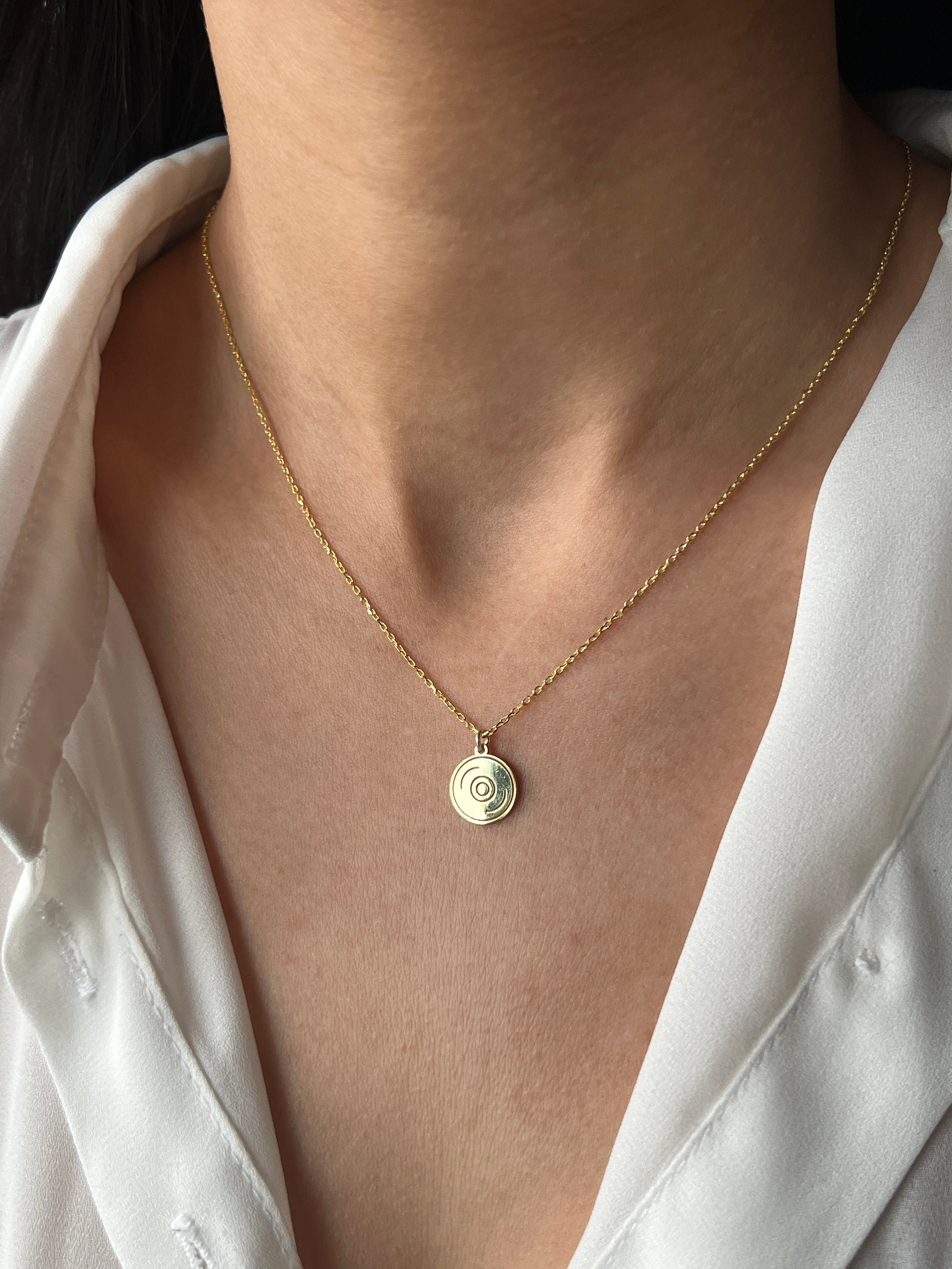 Gold Plated CD Necklace 925K Sterling Silver Compact Disc Pendant - Etsy