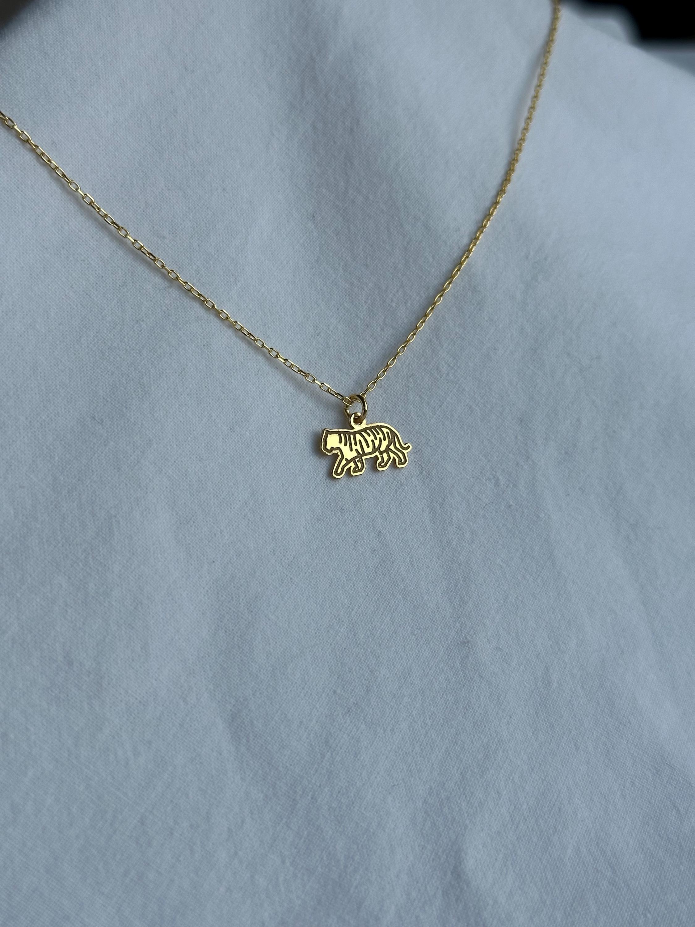 ゴールドメッキスターリングシルバーヒョウネックレスパンサー